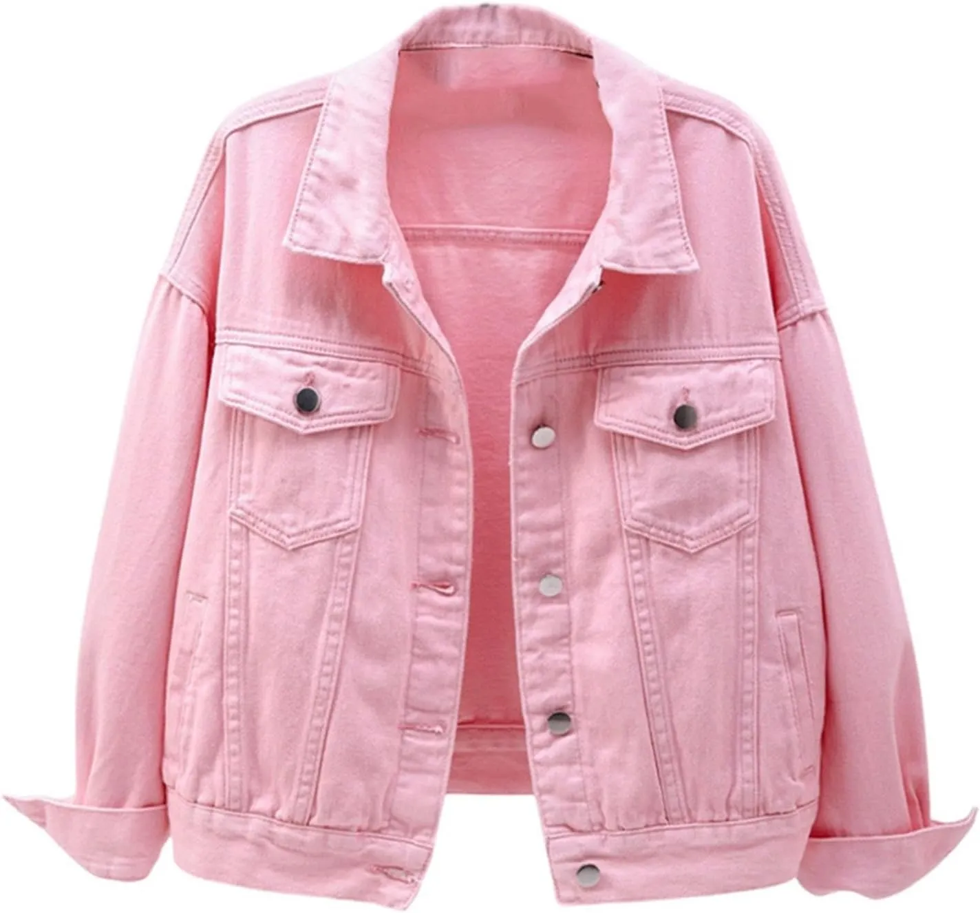 Denim Shacket for Women 2024 Fashion Casual Button Down Denim Coat with Pockets Loose Fit Fall Denim Jacket