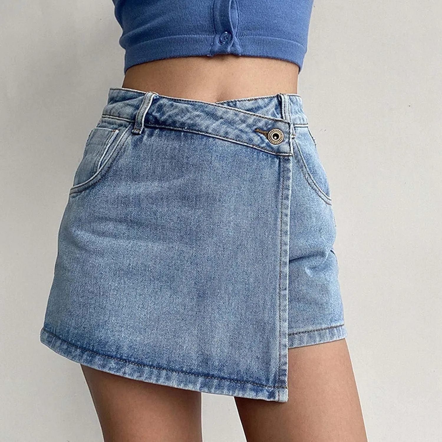 Denim Shorts for Women Button High Waisted Baggy Wide Leg Jean Shorts Casual Comfort Summer Clothings with Pockets 2025
