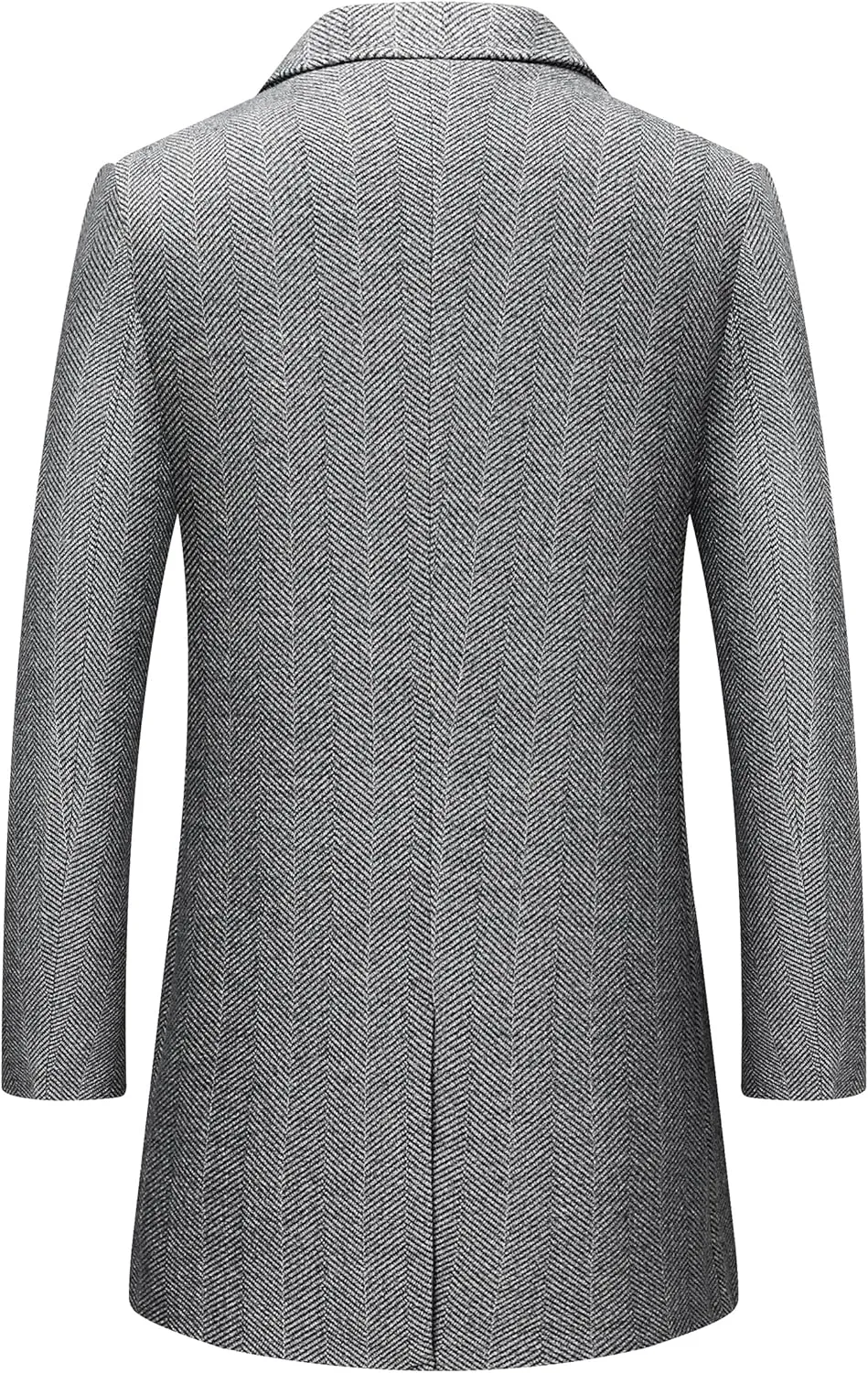 DOSLAVIDA Men's Slim Fit Woolen Pea Coat Single Breasted Winter Warm Long Trench Jackets With Removable Soft Scarf