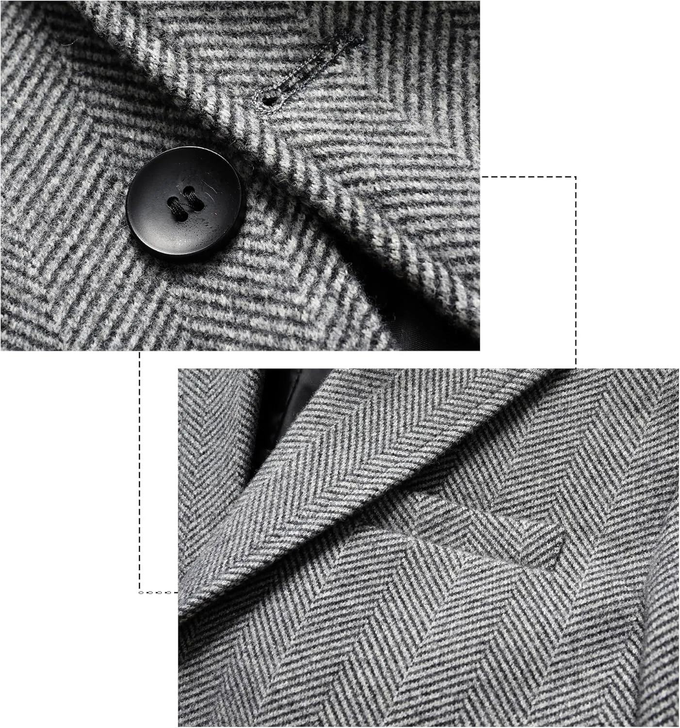 DOSLAVIDA Men's Slim Fit Woolen Pea Coat Single Breasted Winter Warm Long Trench Jackets With Removable Soft Scarf