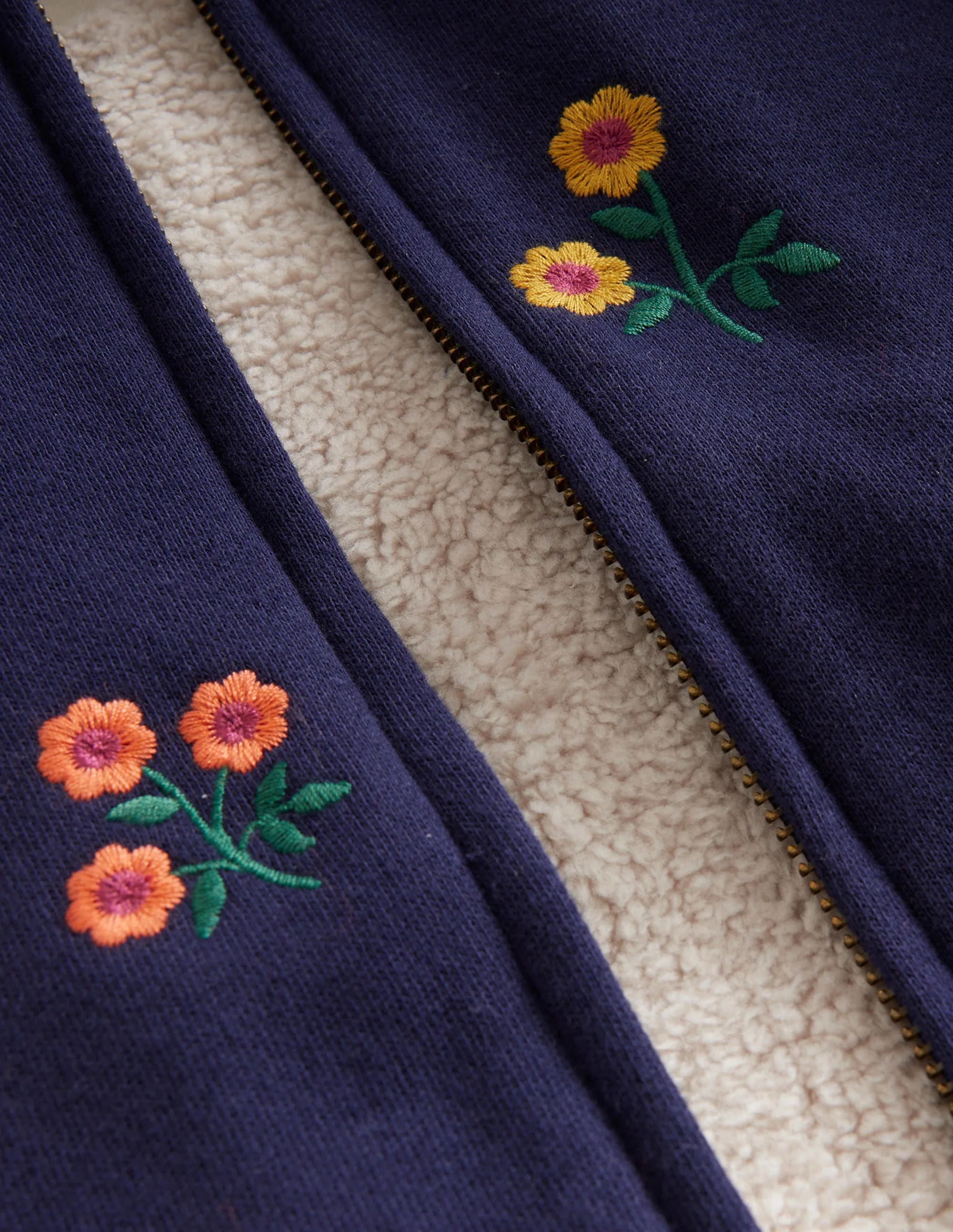 Embroidered Lined Hoodie-French Navy Floral