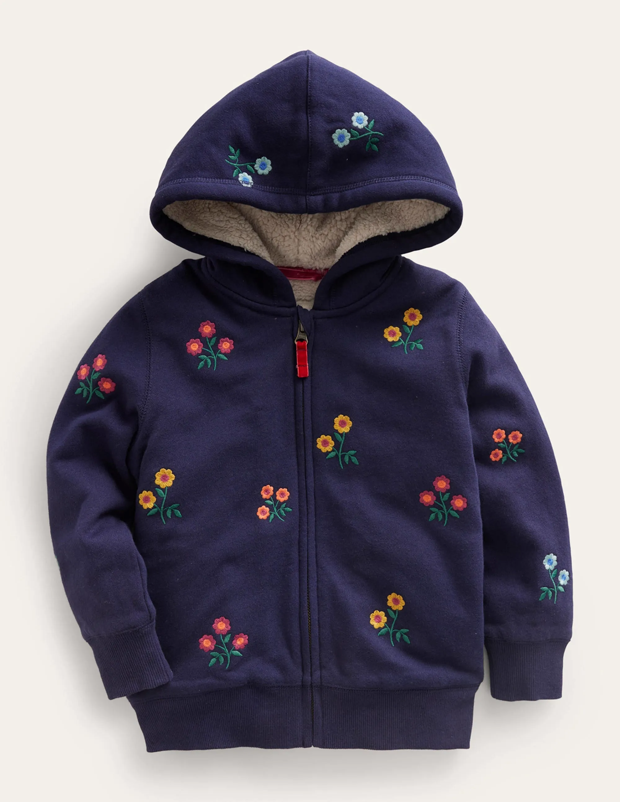 Embroidered Lined Hoodie-French Navy Floral