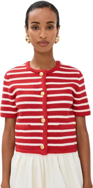 English Factory Women's Knit Striped Sweater Cardigan