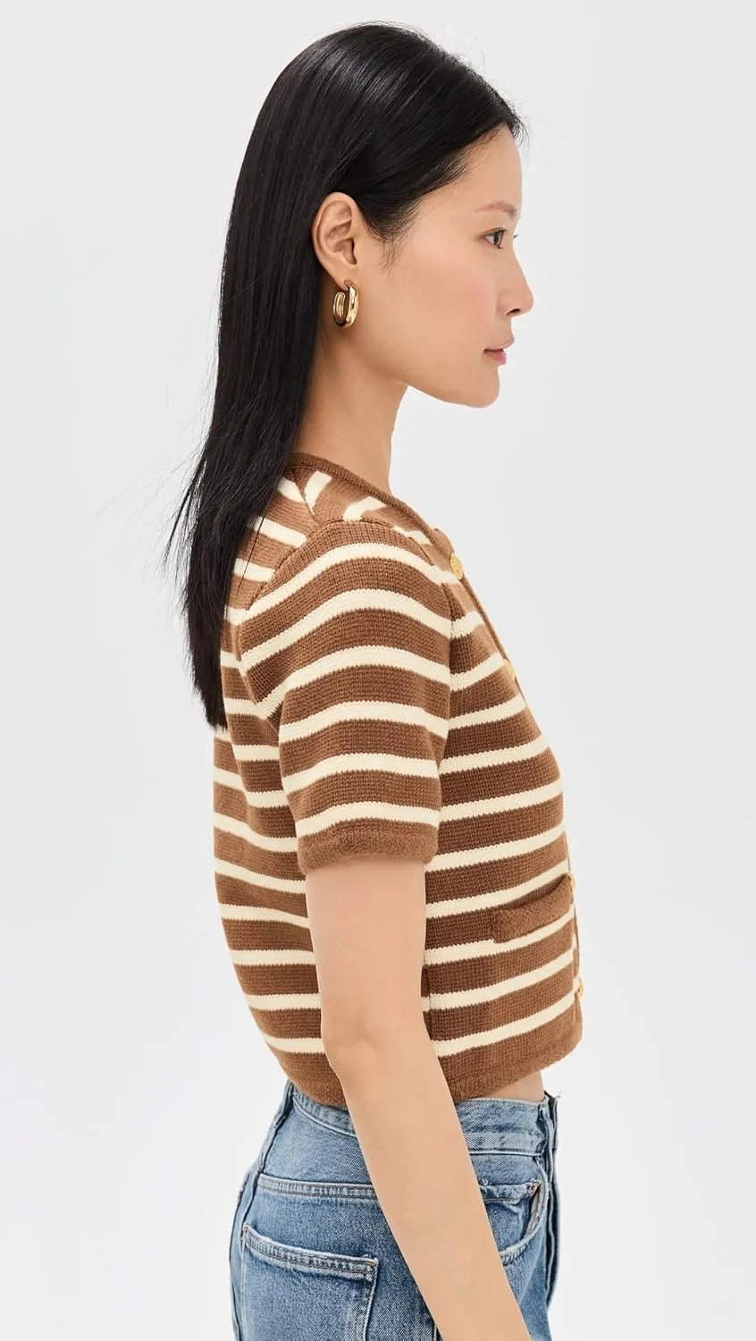 English Factory Women's Knit Striped Sweater Cardigan
