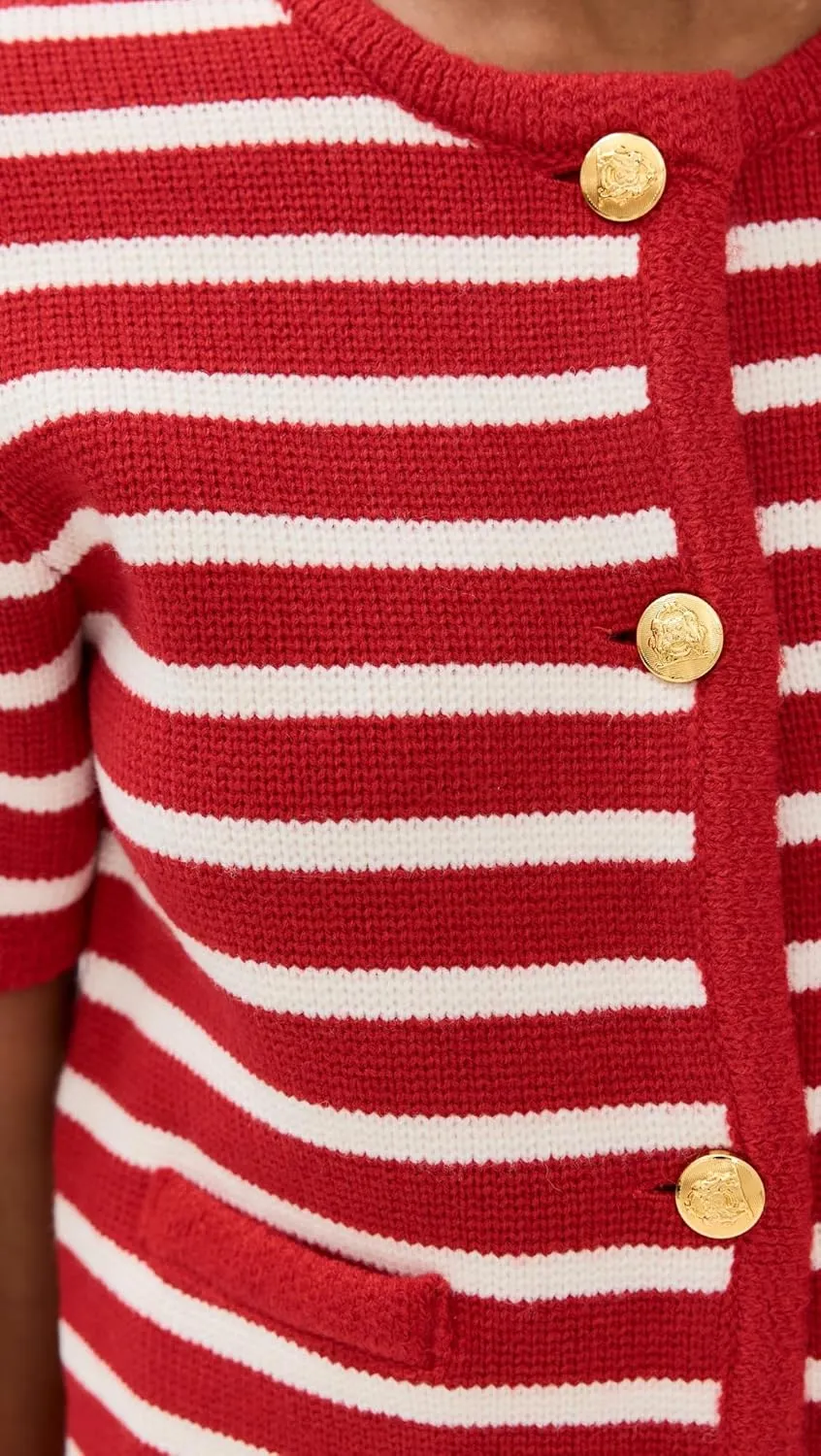 English Factory Women's Knit Striped Sweater Cardigan