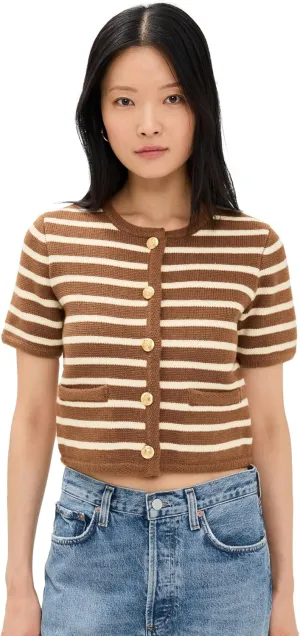 English Factory Women's Knit Striped Sweater Cardigan