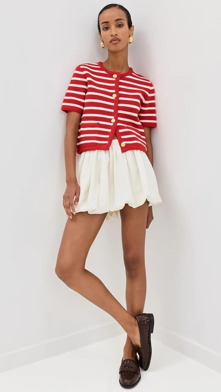 English Factory Women's Knit Striped Sweater Cardigan