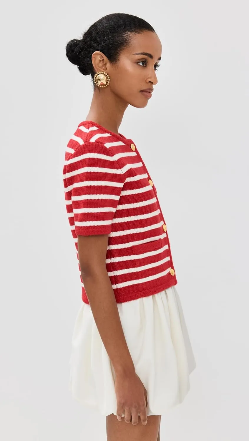 English Factory Women's Knit Striped Sweater Cardigan