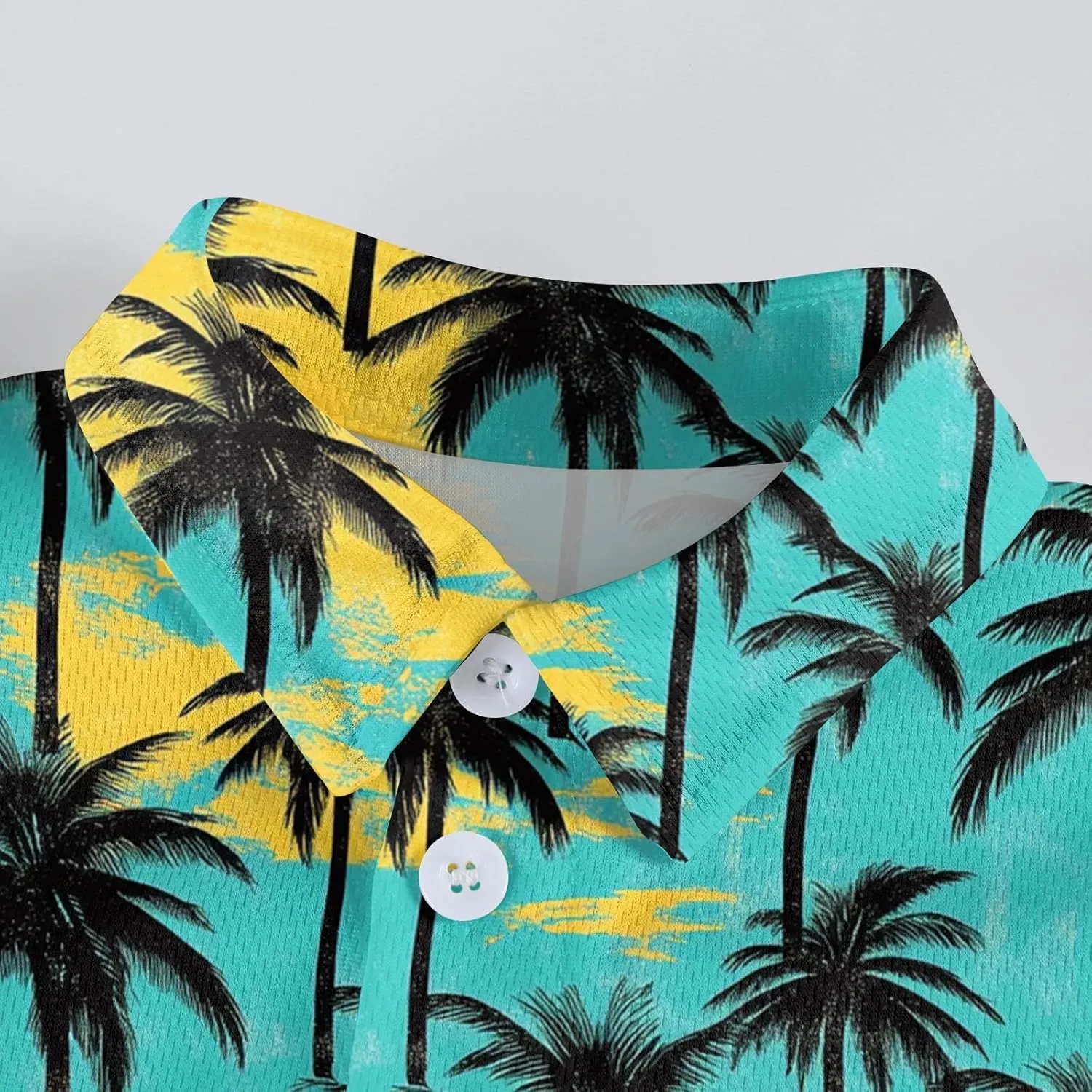 Family Matching Hawaiian Outfits, Dad and Son Beach Vacation Polo Button Down Shirts Mommy Daughter Dress