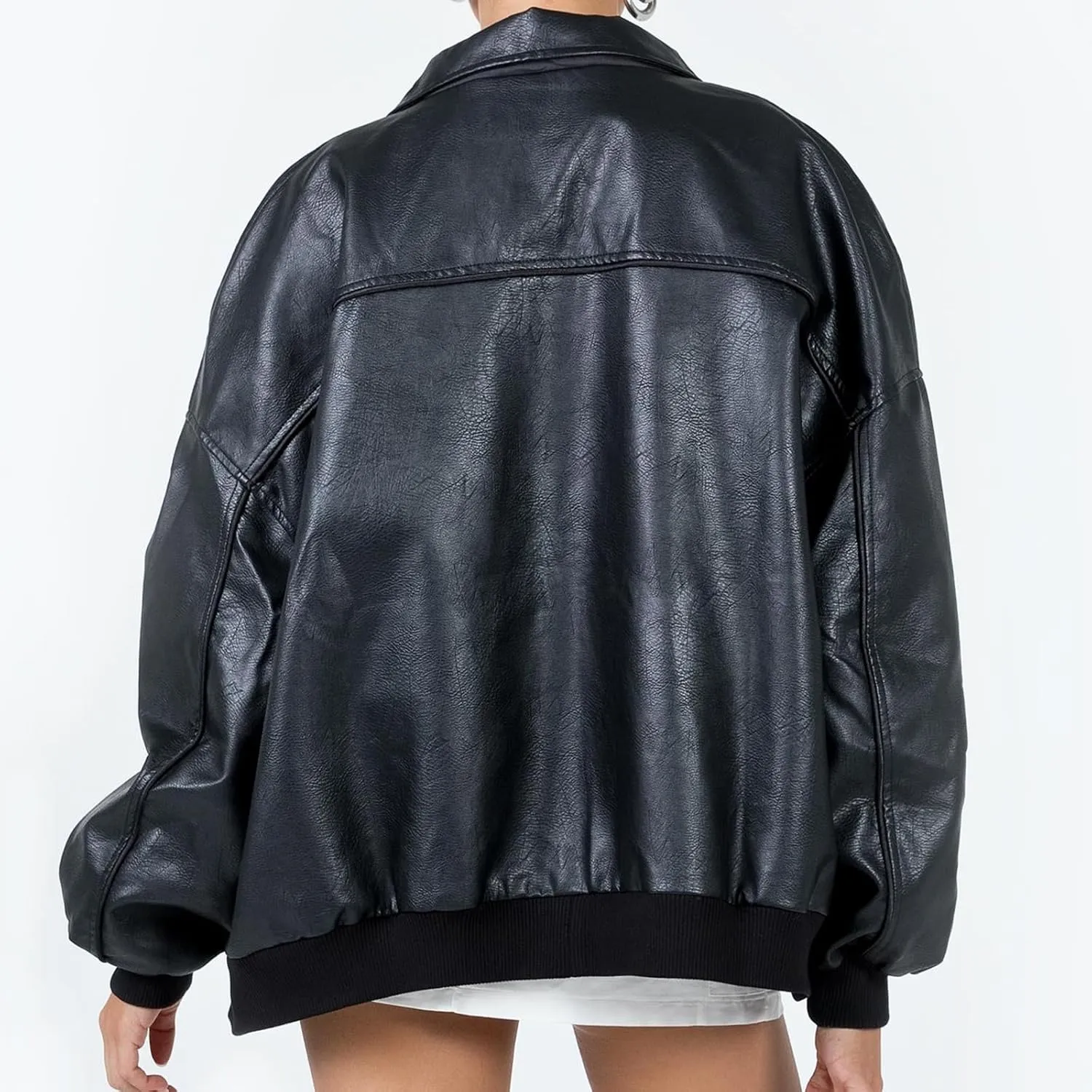 FEORJGP Womens PU Leather Biker Jacket Coat Windbreaker Faux Fur Jacket Outerwear Coat Motorcycle Jacket Y2K 90s Streetwear