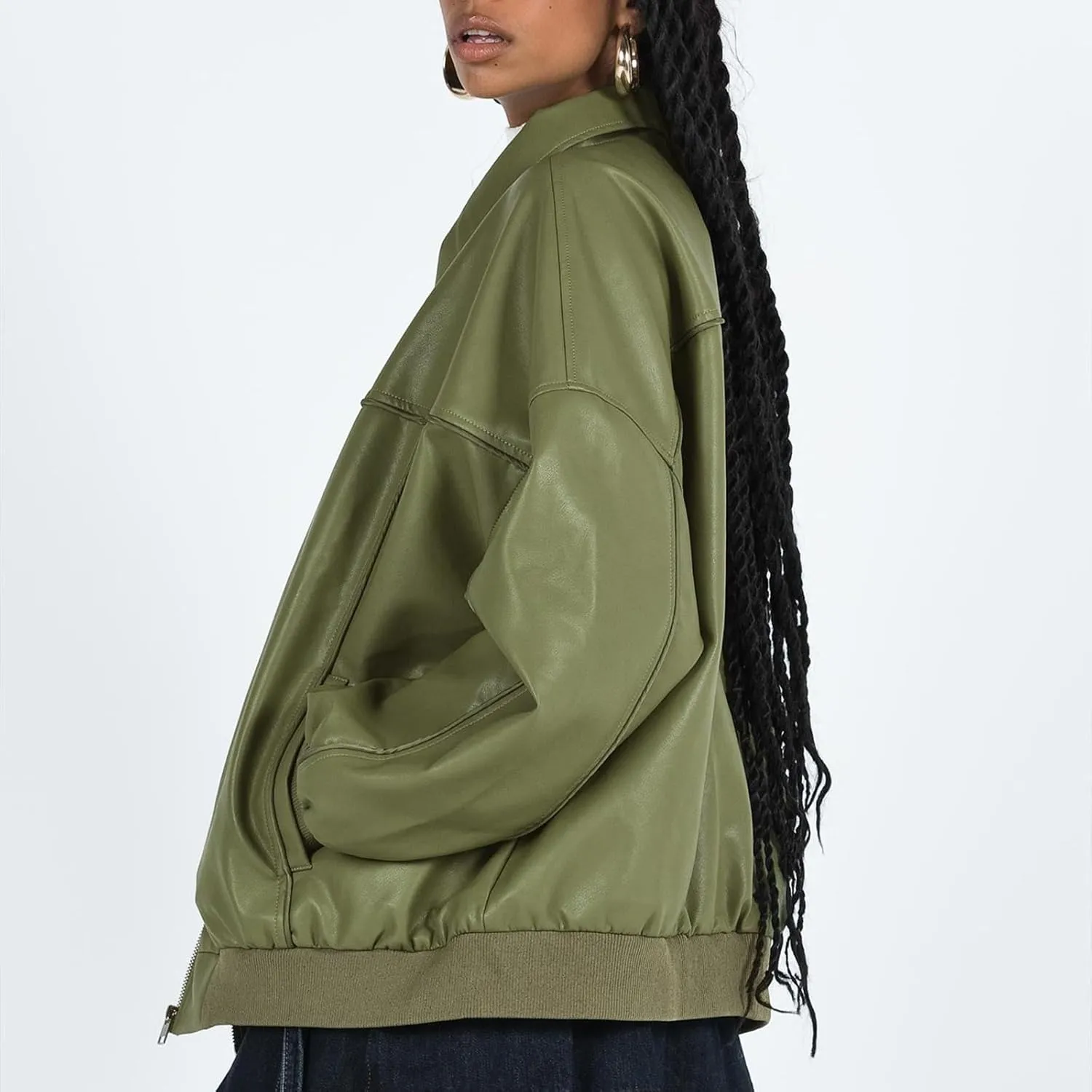 FEORJGP Womens PU Leather Biker Jacket Coat Windbreaker Faux Fur Jacket Outerwear Coat Motorcycle Jacket Y2K 90s Streetwear