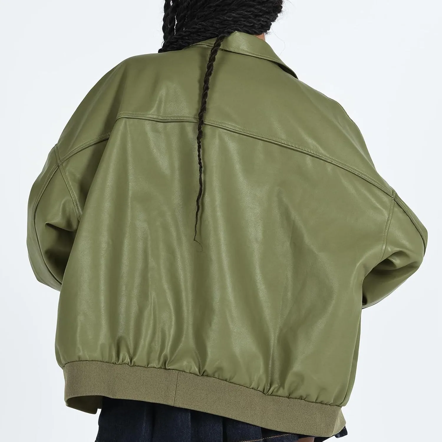 FEORJGP Womens PU Leather Biker Jacket Coat Windbreaker Faux Fur Jacket Outerwear Coat Motorcycle Jacket Y2K 90s Streetwear