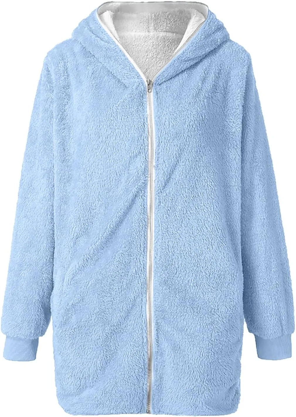 Fleece Jacket Women Sherpa Zip Up Long Sleeve Lapel Hoodies Faux Fur Coats Oversized Cardigan Sweaters Shaggy Outfits