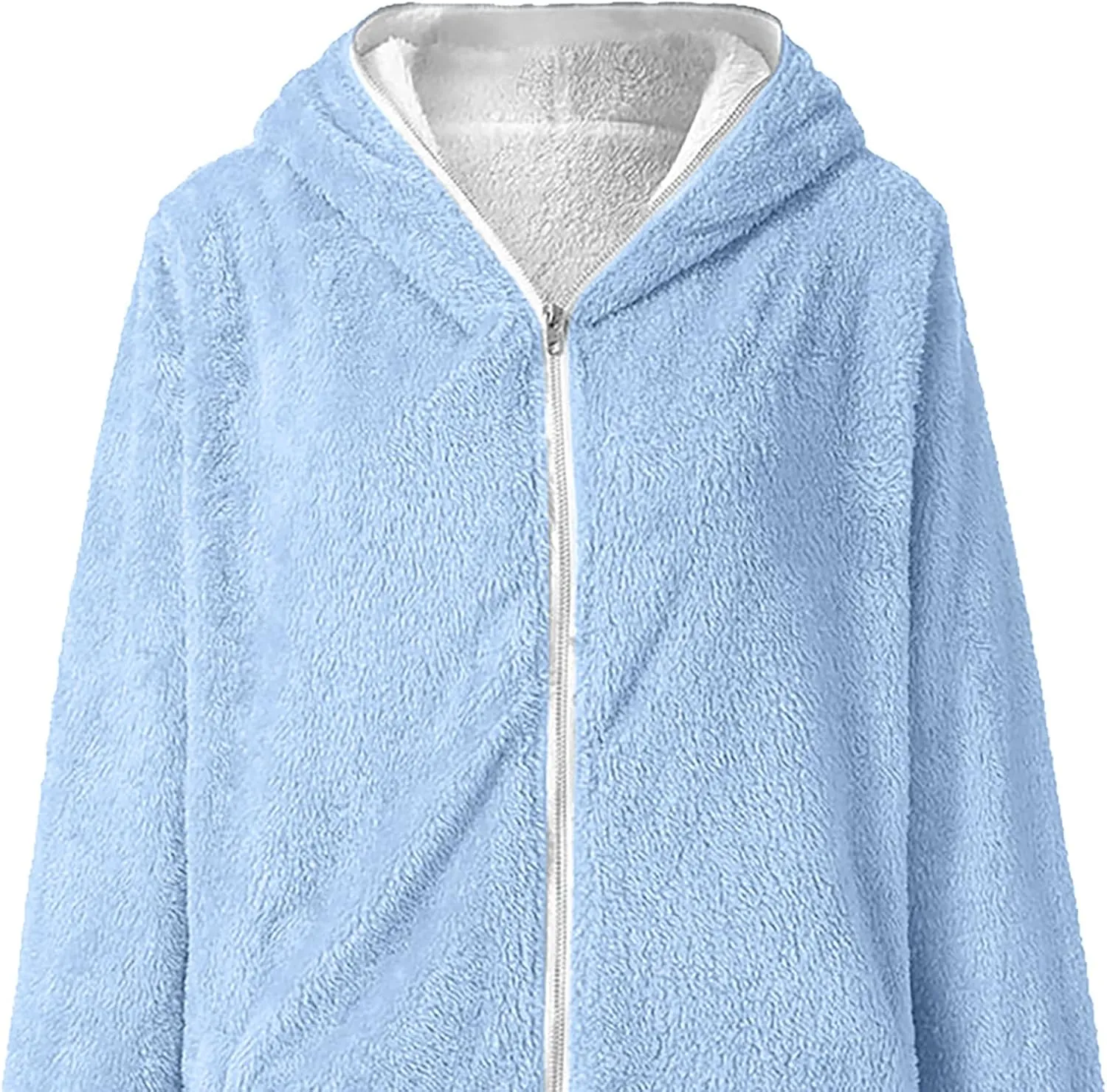 Fleece Jacket Women Sherpa Zip Up Long Sleeve Lapel Hoodies Faux Fur Coats Oversized Cardigan Sweaters Shaggy Outfits