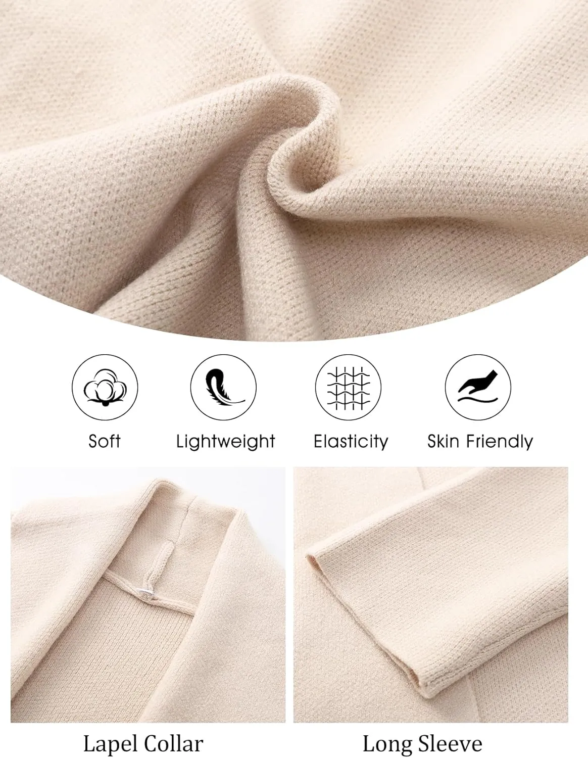 Flygo Women's Cropped Cardigan Sweater Oversized Shawl Lapel 2024 Fall Fashion Open Front Sweater Jacket Knit Outwear