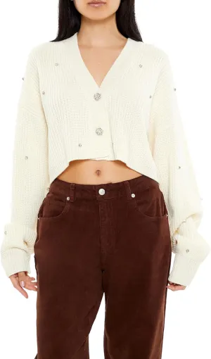 Forever 21 Women's Faux Gem Cardigan Sweater