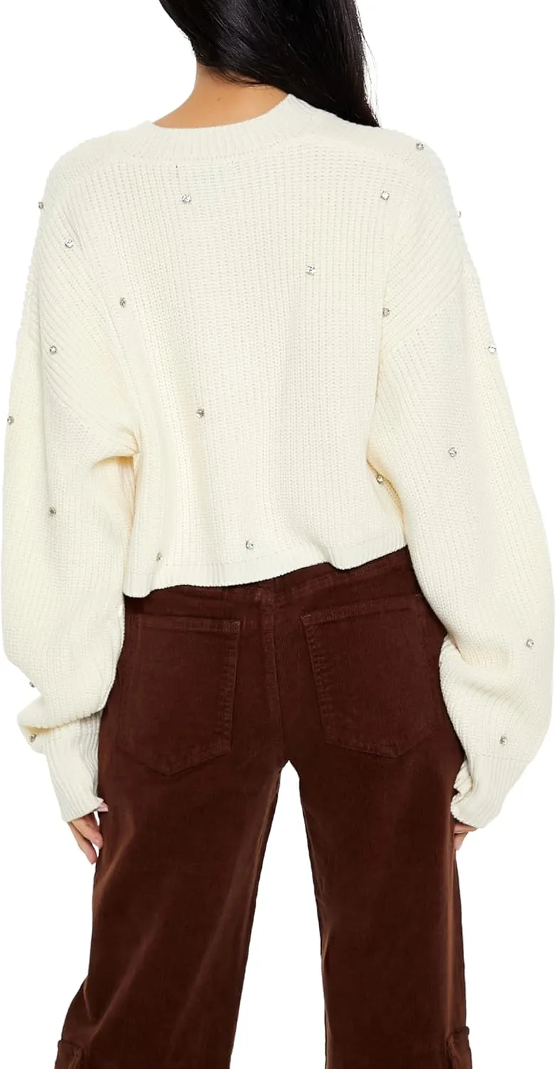 Forever 21 Women's Faux Gem Cardigan Sweater