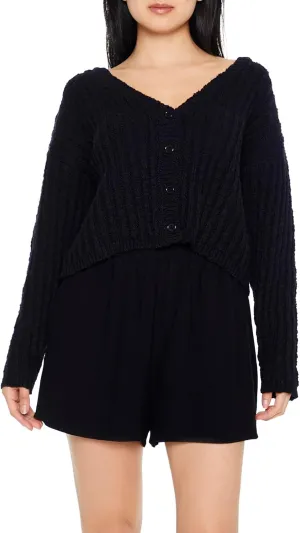 Forever 21 Women's Ribbed Knit Cardigan Sweater