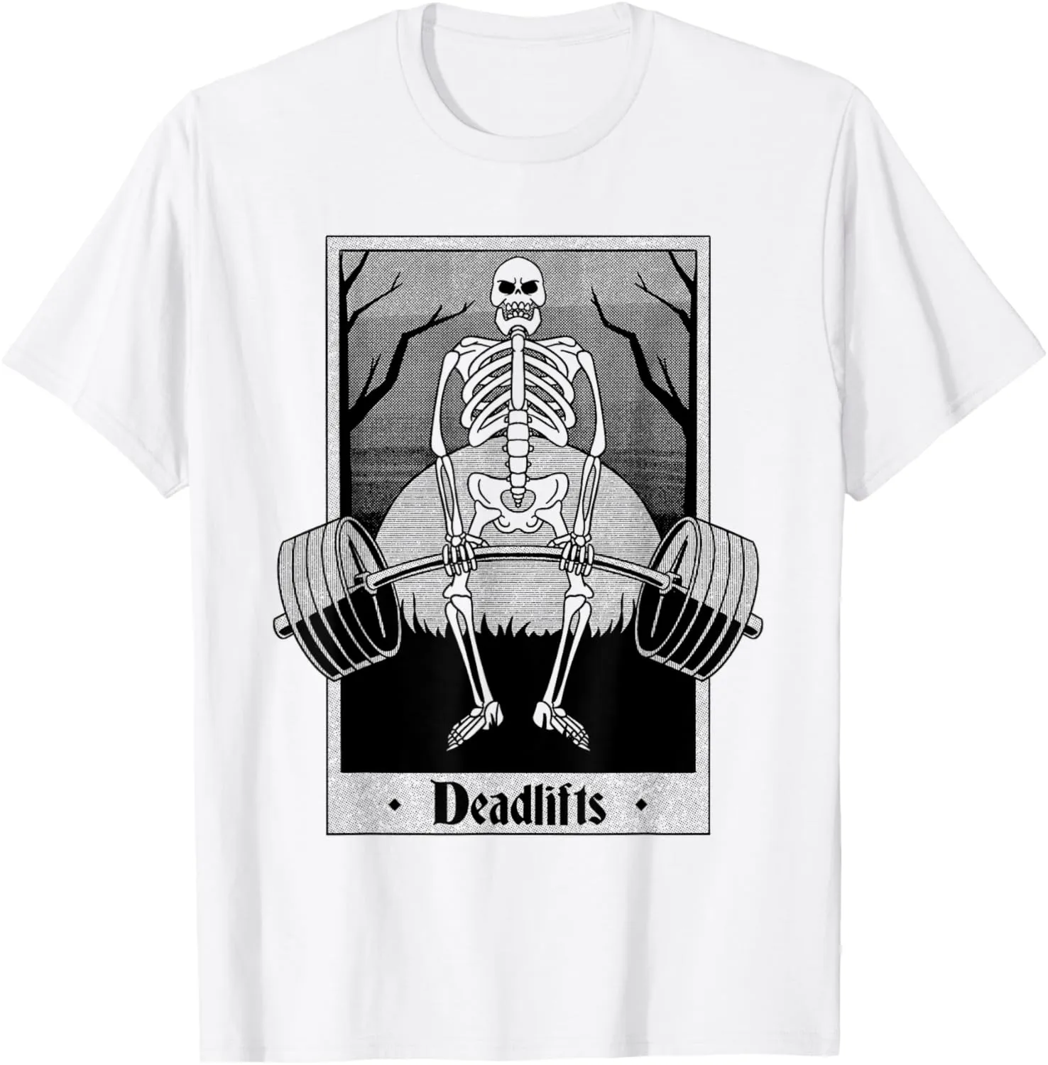 Funny Deadlifts Weightlifter Skeleton Halloween Gym Workout T-Shirt
