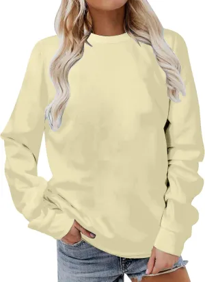GIERIDUC Oversized Sweatshirt for Women 2024 Fashion Solid Color Long Sleeve Tops Crew Neck Pullover Blouse Fall Outfits