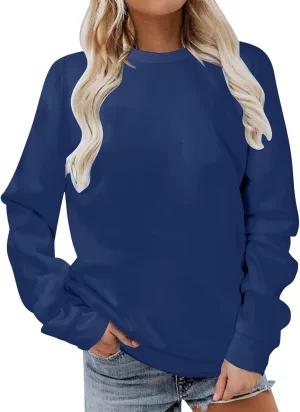 GIERIDUC Oversized Sweatshirt for Women 2024 Fashion Solid Color Long Sleeve Tops Crew Neck Pullover Blouse Fall Outfits
