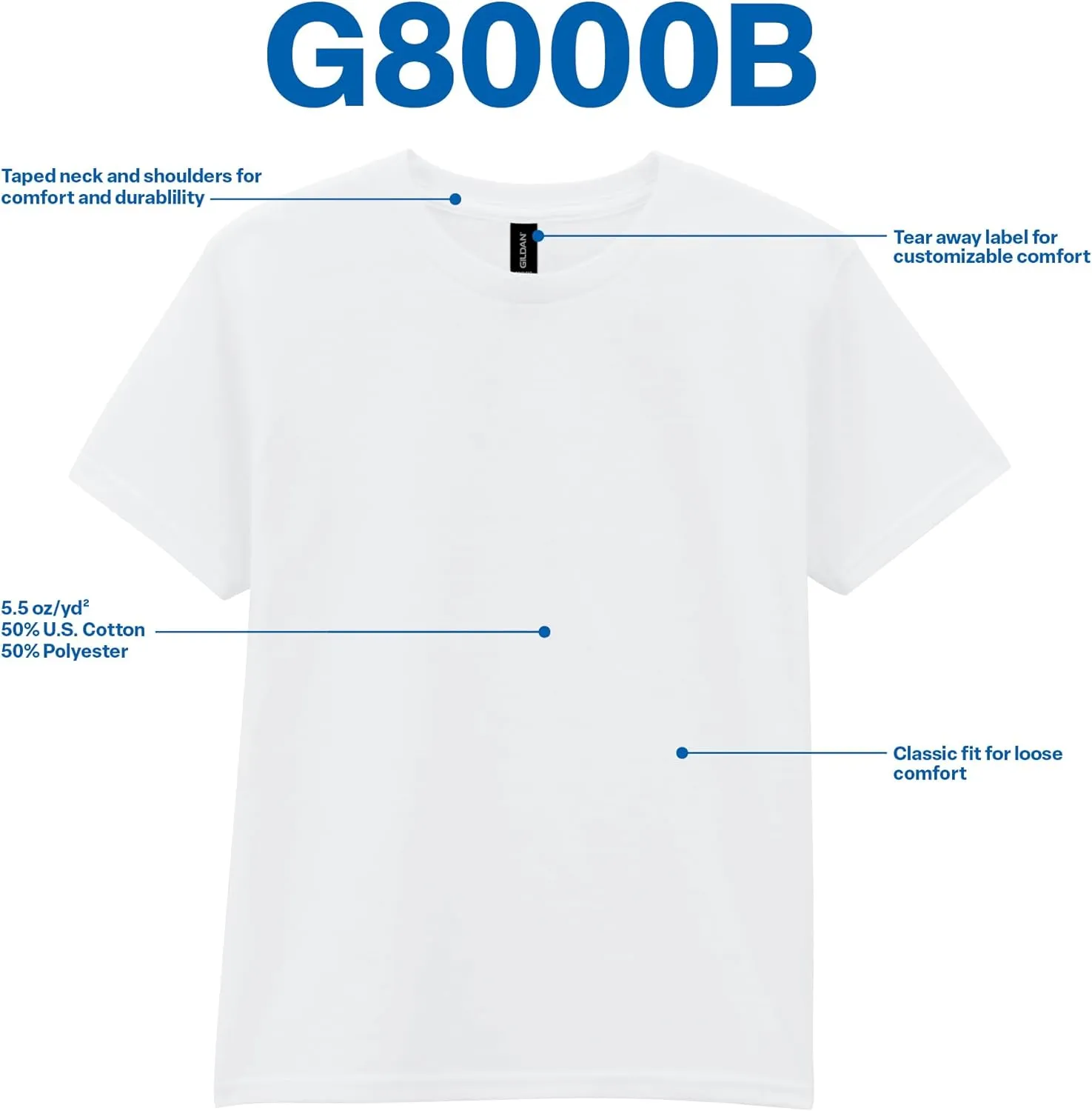Gildan Youth DryBlend T-Shirt, Style G8000B, 2-Pack