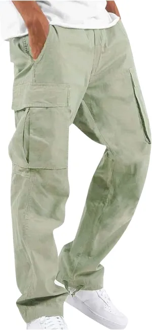 GOFULY Cargo Pants for Men Baggy Elastic Waist Drawstring Pants Pockets Pants Stretch Casual Fall Winter Joggers Trousers