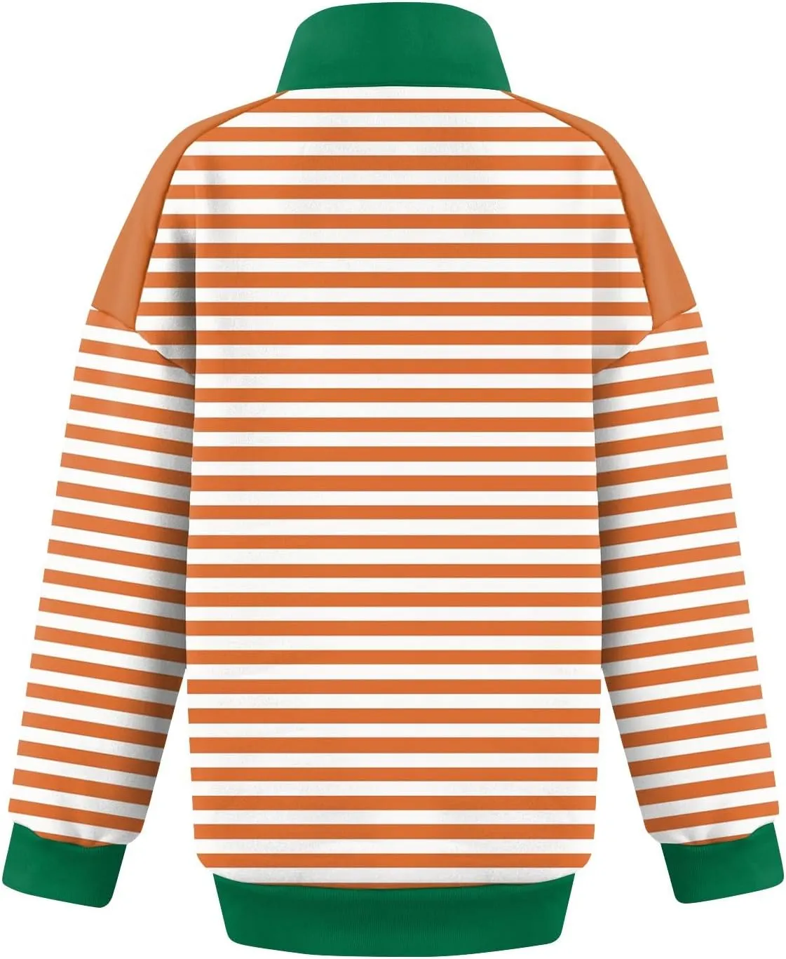 Gumipy Quarter Zip Pullover Women Fleece Stripe Color Block Half Zip Pullover Y2K Lapel Oversized Sweatshirt Long Sleeve Top