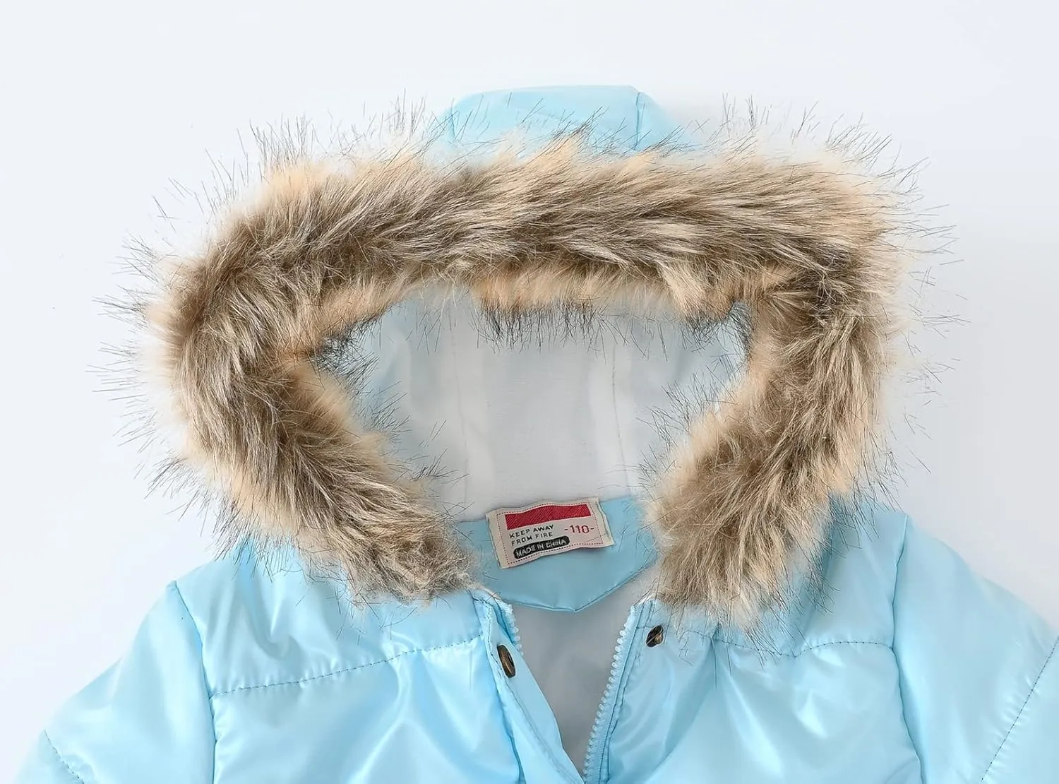 Happy Cherry Girl's Fleece Line Hooded Jacket Faux Fur Trim Winter Warm Coat Long Padded Outwear Snow Puffer Jackets