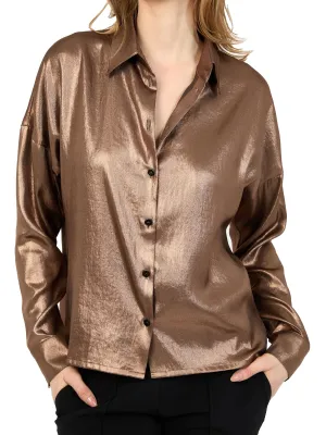 HILTON HOLLIS FOILED SATIN SHIRT