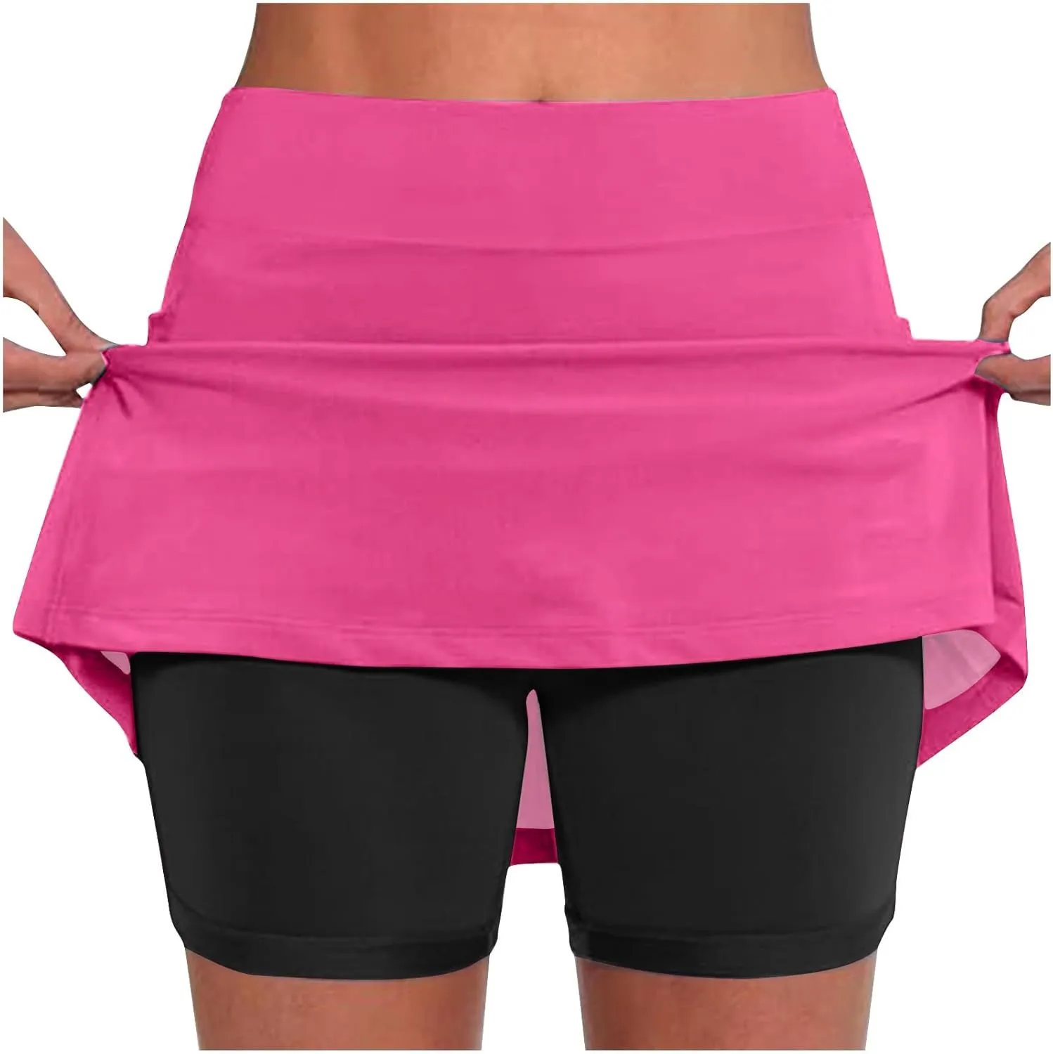 hlysgo Womens Tennis Skort with Shorts High Waisted 2 in 1 Flowy Basic Versatile Skorts Plus Size Workout Athletic Shorts