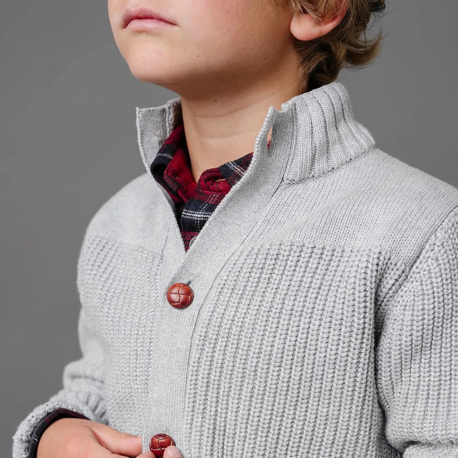 Hope & Henry Boys' Shawl Collar Sweater Cardigan