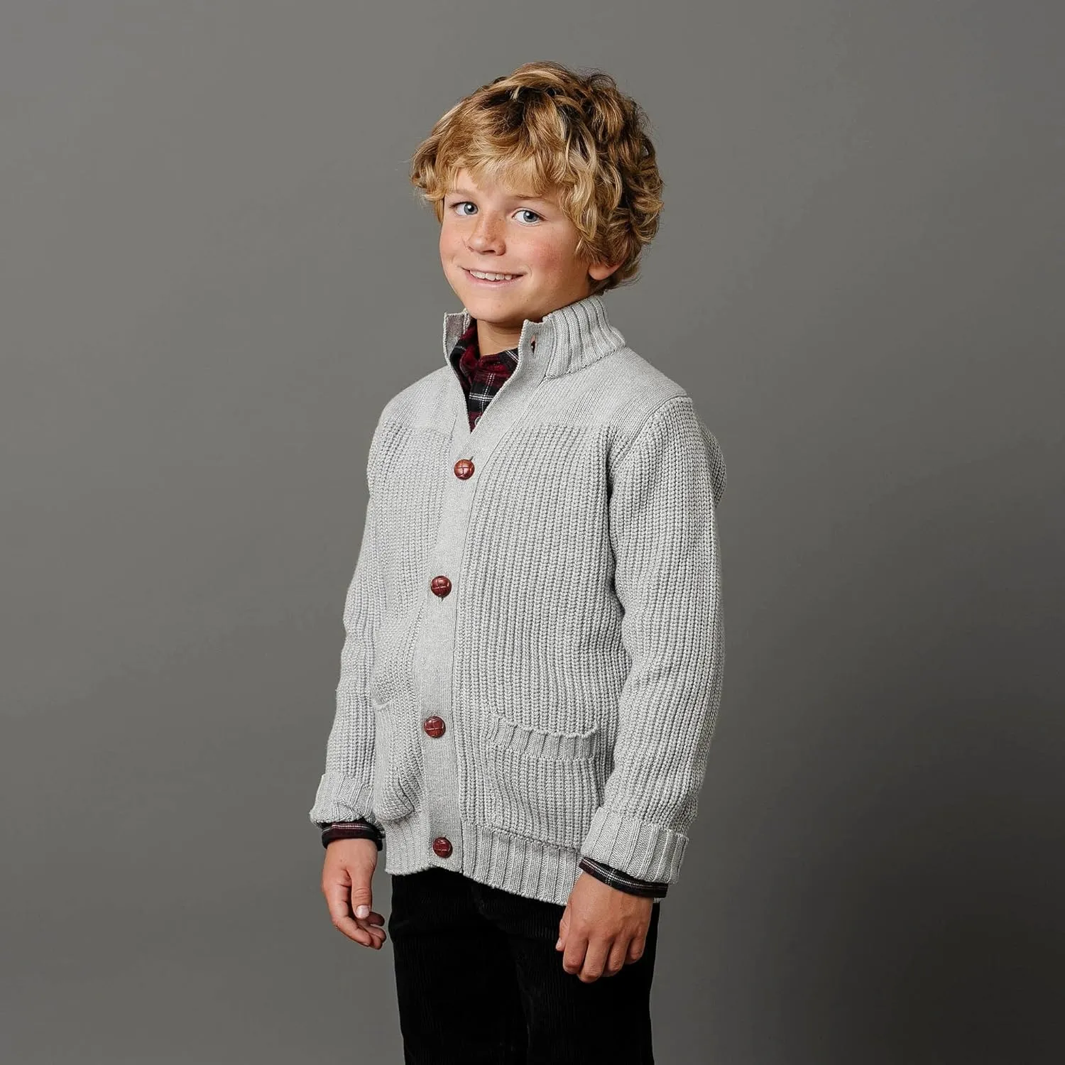 Hope & Henry Boys' Shawl Collar Sweater Cardigan