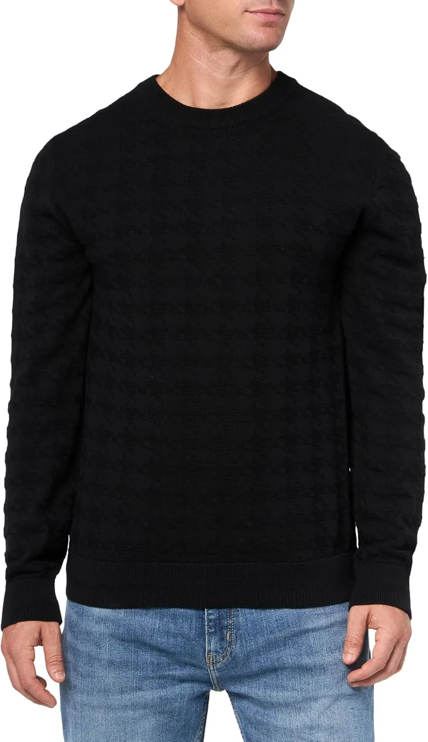 HUGO Men's Pattern Knit Cotton Pullover Sweater