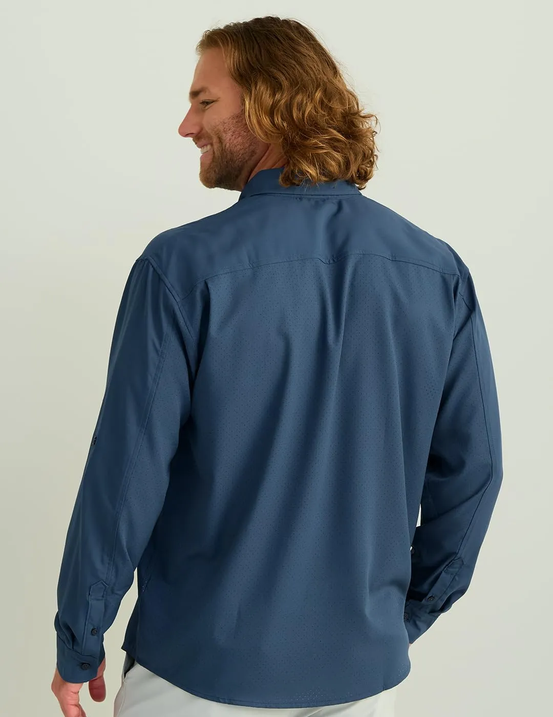 HUK Men's Tide Point Solid Long Sleeve Shirt, Button