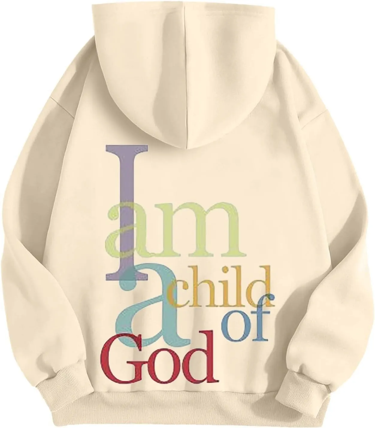 I Am A Child of God Sweatshirt for Women Trendy Letter Print Long Sleeve Hoodie Oversized Casual Drawstring Sweatshirts