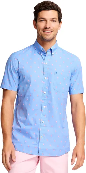 Izod Mens Breeze Short Sleeve Button Down Patterned Shirt
