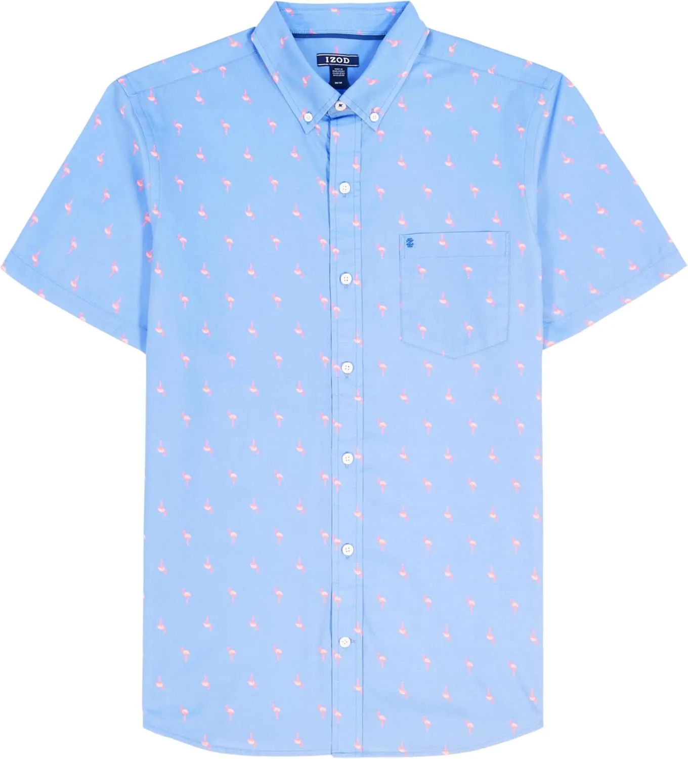 Izod Mens Breeze Short Sleeve Button Down Patterned Shirt
