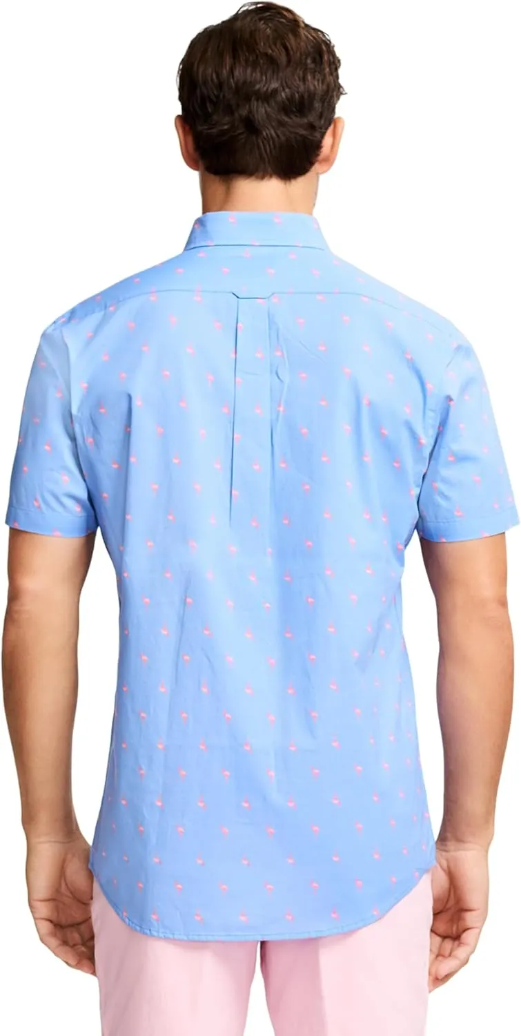 Izod Mens Breeze Short Sleeve Button Down Patterned Shirt