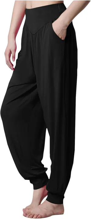 JIEMUXIU Harem Pants Women High Waist Boho Wide Leg Pants Casual Baggy Sweatpants 2024 Summer Trousers Comfy Louge Pants