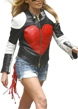 Kylie Heart Time Bomb Biker Leather Jacket - Red Heart Love Kylie Minogu Jacket
