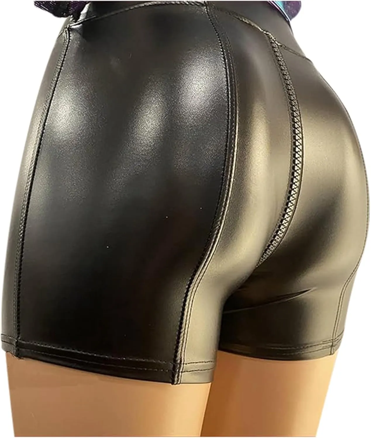 Leather Shorts for Women Stretchy Zipper High Waisted Slim Fit Skorts Comfort Casual Trendy Sexy Lightweight Clothings