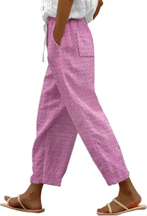 Linen Capri Pants for Women 2024 Capri Pants with Pockets Wide Leg Cropped Pants for Women Linen Capri Pants for