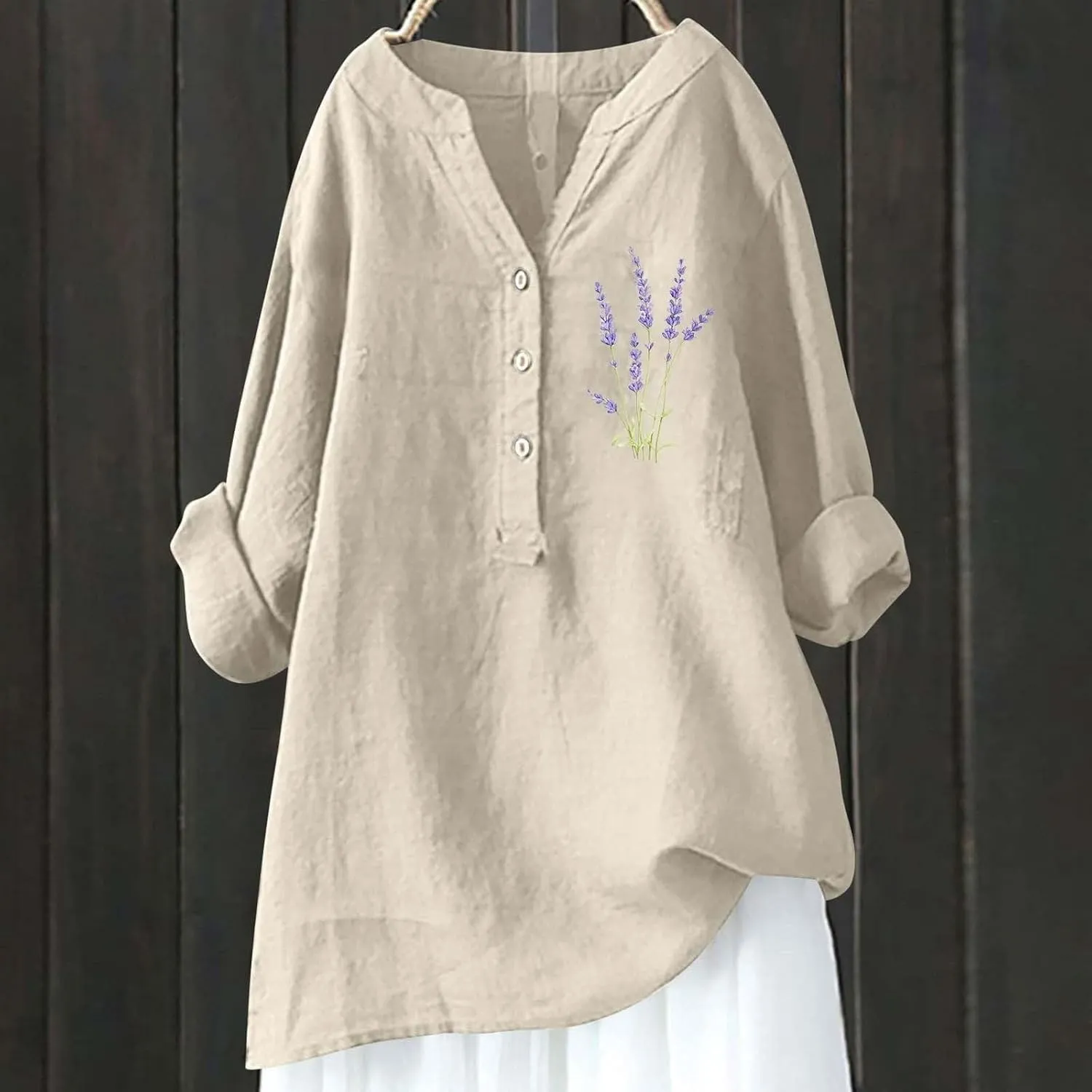 Linen Clothes for Women Linen Clothes for Women Down Blouses Tops Black Button Up Shirt Top Long