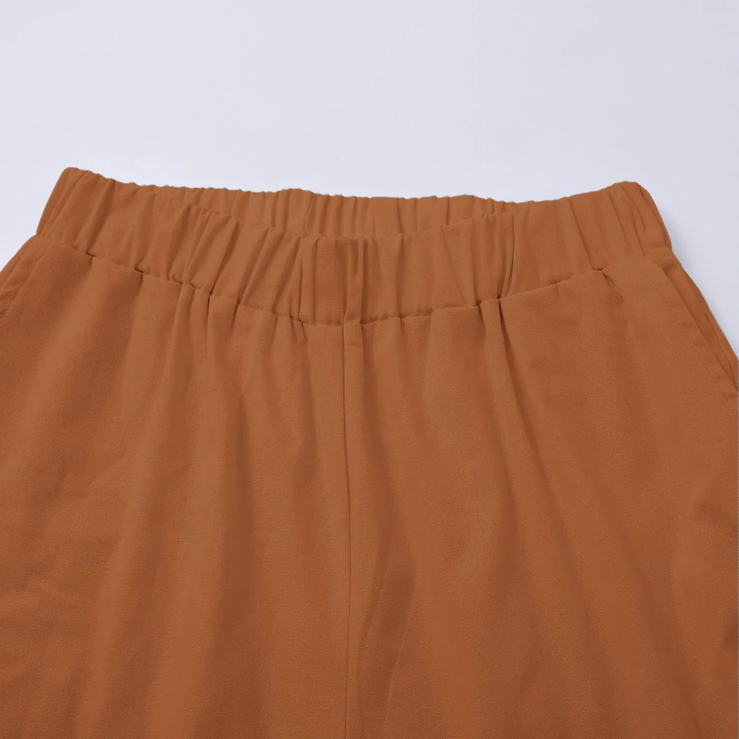 Linen Pants for Women Cotton Casual Elastic Waist Drawstring Straight Wide Leg Plus Size Capri Pant with Pockets 2025