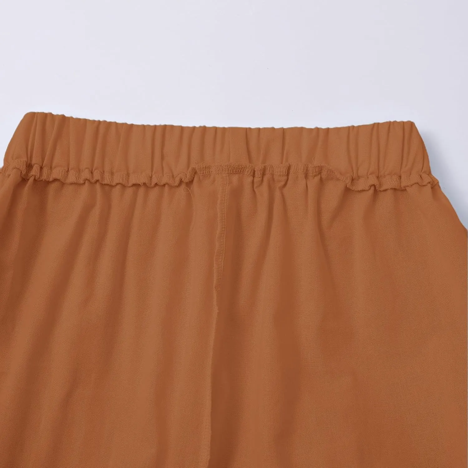 Linen Pants for Women Cotton Casual Elastic Waist Drawstring Straight Wide Leg Plus Size Capri Pant with Pockets 2025