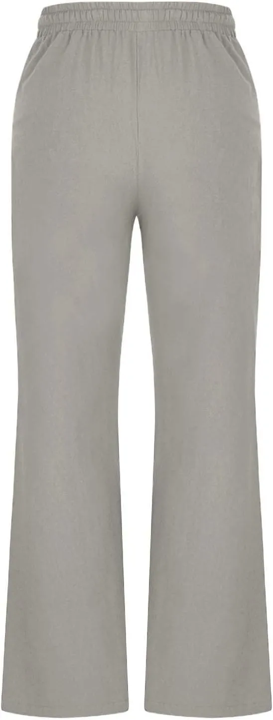 Linen Pants Women Casual Linen High Waist Pants Vacation Travel Pants Drawstring Loose Summer Trousers with Pockets