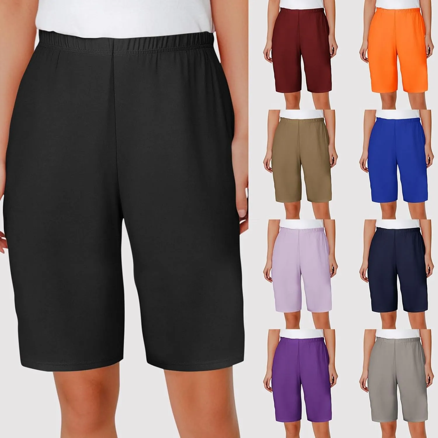 Linen Shorts for Women Casual Summer Shorts Plus Size High Waisted Wide Leg Drawstring Pants with Pockets