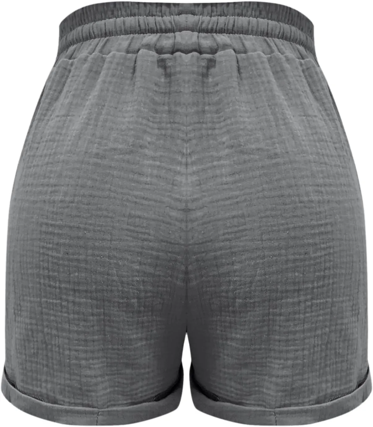 Linen Shorts for Women Plus Size Summer Trendy 2024 Self Tie Waist Casual Shorts Loose Drawstring Beach Shorts with Pockets
