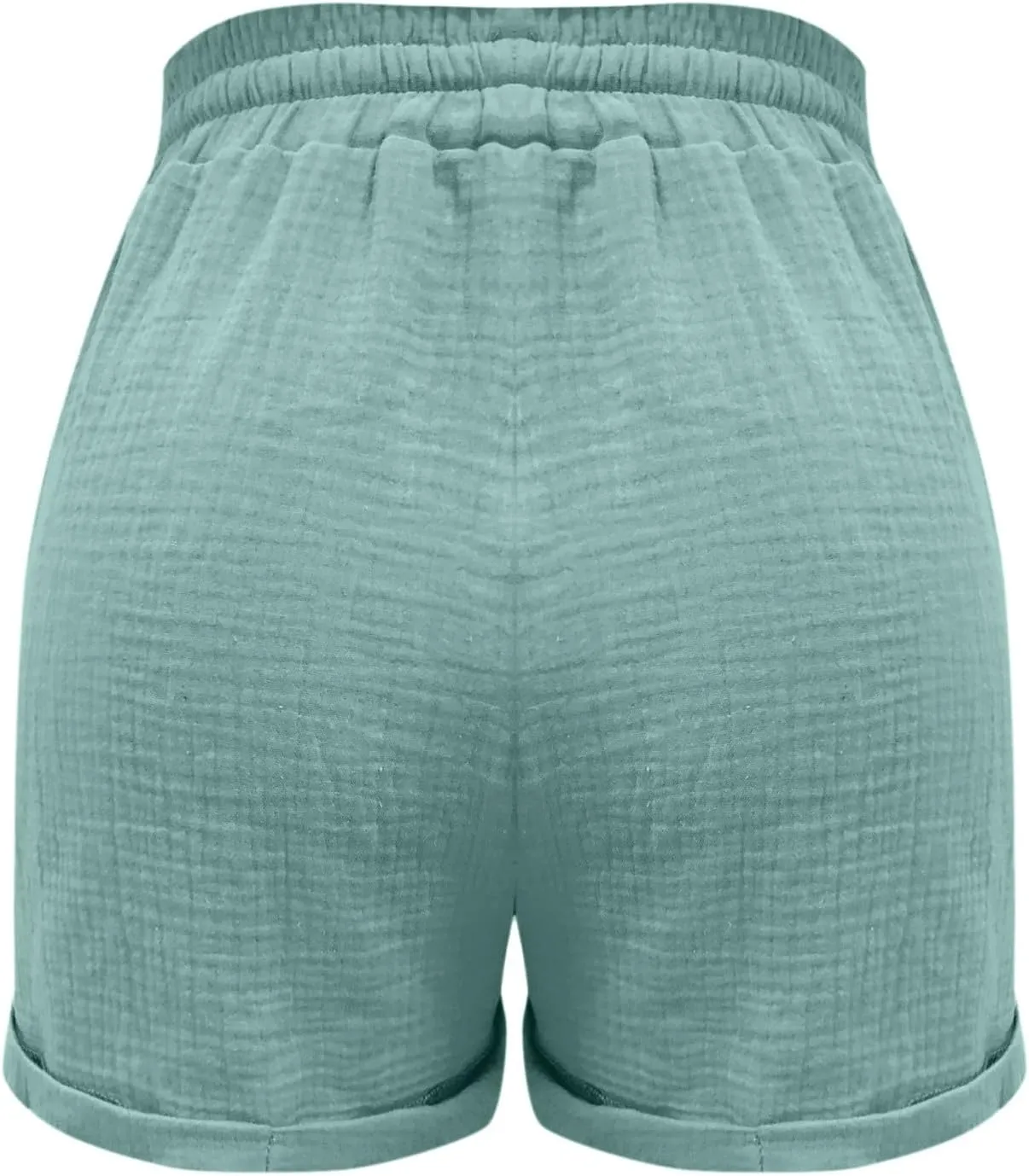 Linen Shorts for Women Plus Size Summer Trendy 2024 Self Tie Waist Casual Shorts Loose Drawstring Beach Shorts with Pockets